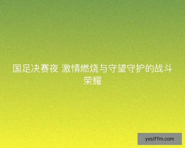 国足决赛夜 激情燃烧与守望守护的战斗荣耀